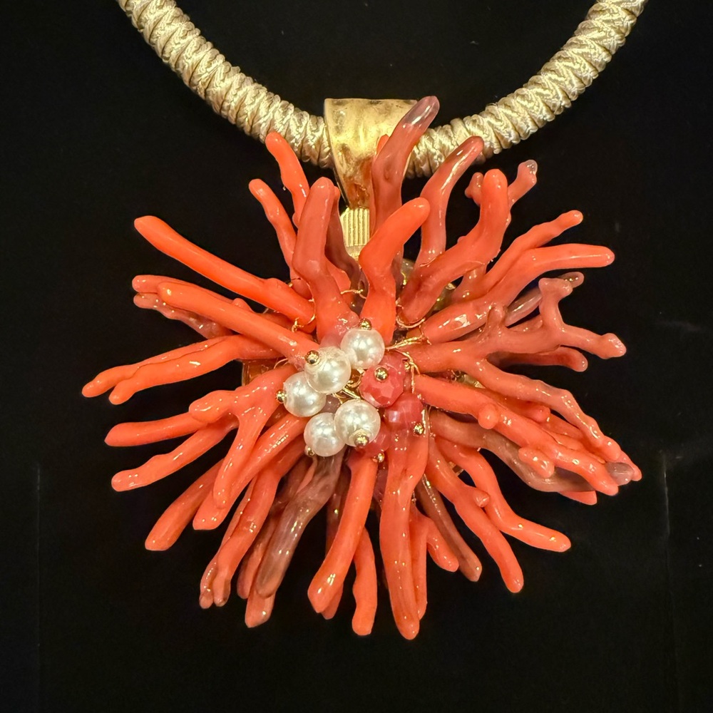 Coral Design and Pearl Statement Necklace